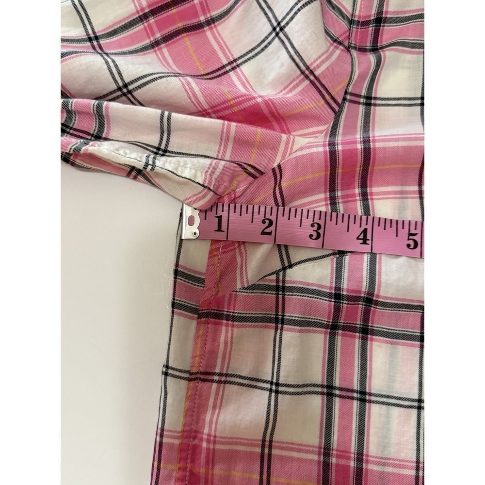 Talbots Plaid Cotton Shirt Button Up Collar Lightweight Classic Preppy Pink Med - Picture 11 of 16